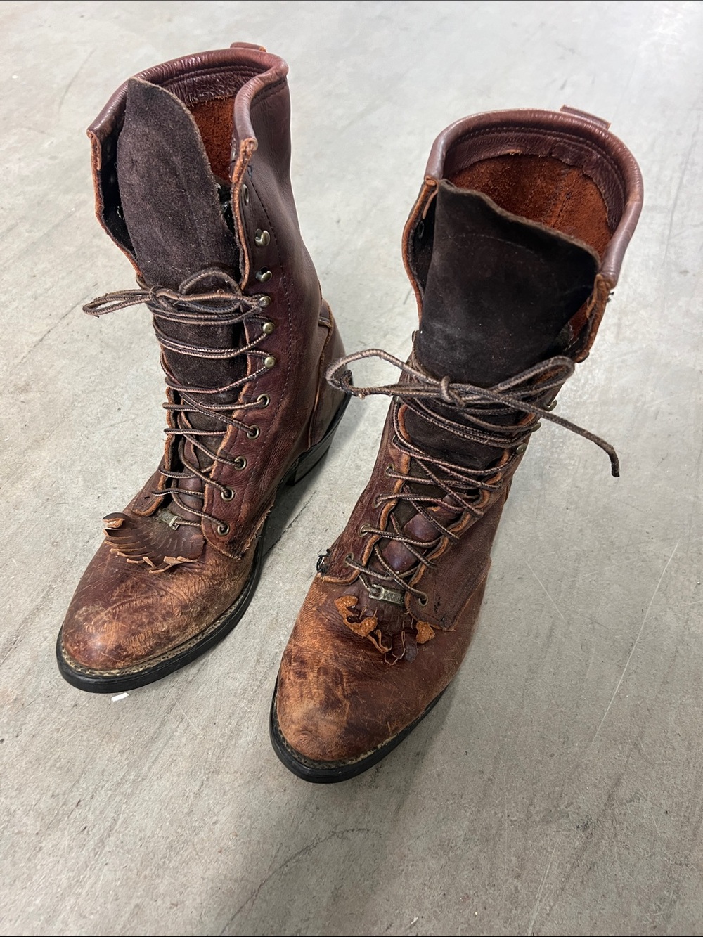 Double H Dark Brown Lace-Up Women's Work Boots